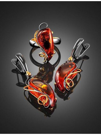 Handmade Amber Earrings In Gold-Plated Silver The Rialto, image , picture 4