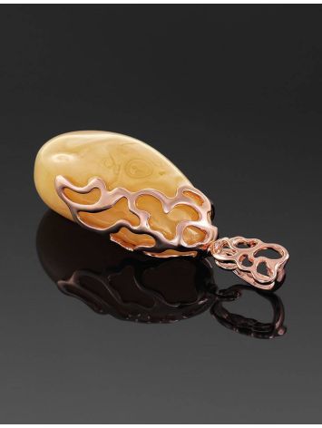 Gold-Plated Teardrop Pendant With Honey Amber The Cascade, image , picture 2