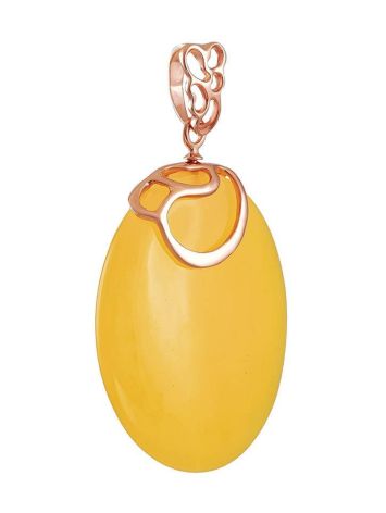 Gold-Plated Teardrop Pendant With Honey Amber The Cascade, image , picture 3