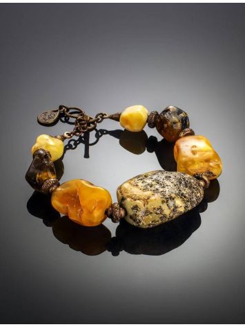 Raw Amber Bracelet With Brass Beads The Indonesia, image , picture 2