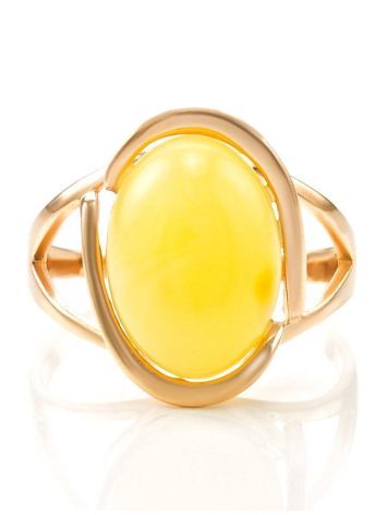 Golden Ring With Bold Butterscotch Amber Stone The Strauss, Ring Size: 7 / 17.5, image , picture 4