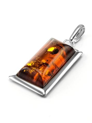 Geometric Silver Pendant With Cognac Amber The Chelsea, image , picture 2