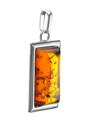 Geometric Silver Pendant With Cognac Amber The Chelsea, image , picture 3