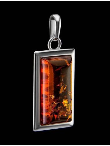 Geometric Silver Pendant With Cognac Amber The Chelsea, image , picture 4