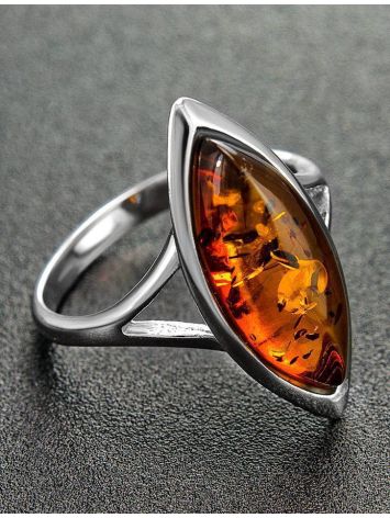 Sterling Silver Ring With Cognac Amber The Amaranth, Ring Size: 5.5 / 16, image , picture 2