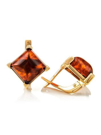 Geometric Amber Earrings In Gold-Plated Silver The Athena, image , picture 3