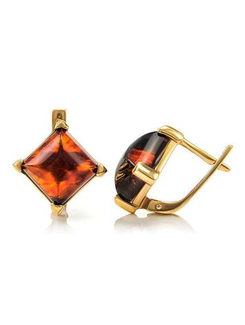 Geometric Amber Earrings In Gold-Plated Silver The Athena, image , picture 5