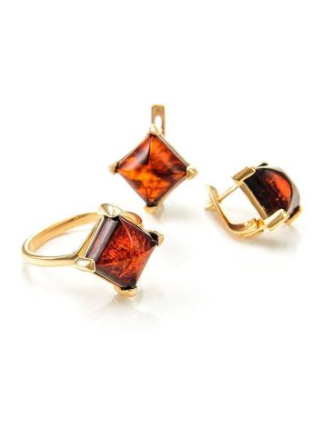Geometric Amber Earrings In Gold-Plated Silver The Athena, image , picture 6
