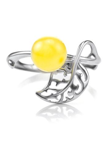Sterling Silver Ring With Honey Amber The Florina, Ring Size: 12 / 21.5, image , picture 4
