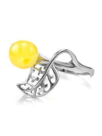 Sterling Silver Ring With Honey Amber The Florina, Ring Size: 12 / 21.5, image , picture 3