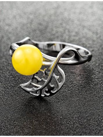 Sterling Silver Ring With Honey Amber The Florina, Ring Size: 12 / 21.5, image , picture 2