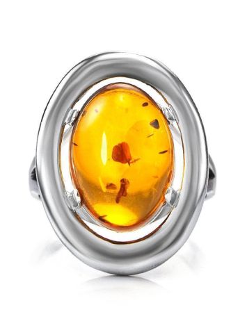 Oval Silver Ring With Cognac Amber The Sonnet, Ring Size: 9 / 19, image , picture 3