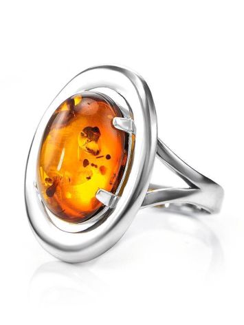 Oval Silver Ring With Cognac Amber The Sonnet, Ring Size: 9.5 / 19.5, image , picture 4