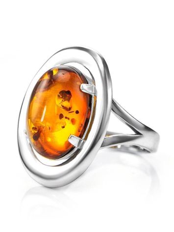 Oval Silver Ring With Cognac Amber The Sonnet, Ring Size: 9 / 19, image , picture 4