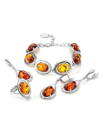 Oval Silver Ring With Cognac Amber The Sonnet, Ring Size: 9 / 19, image , picture 5