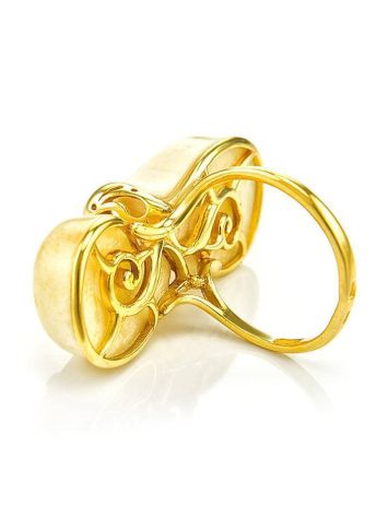 Bold Gold-Plated Ring With White Amber The Snail, Ring Size: 12 / 21.5, image , picture 5