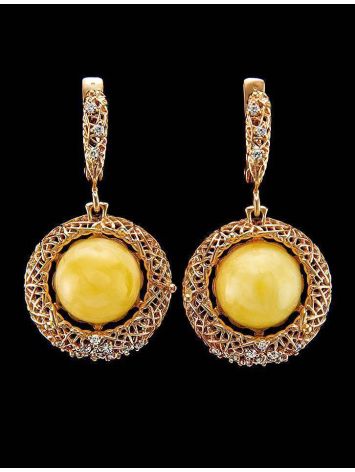 Amber Earrings In Gold-Plated Silver With Crystals The Venus, image , picture 5