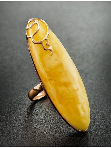 Bold Amber Ring In Gold, Ring Size: Adjustable, image , picture 2