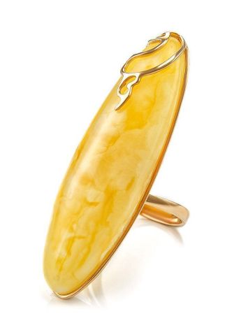 Bold Amber Ring In Gold, Ring Size: Adjustable, image , picture 4