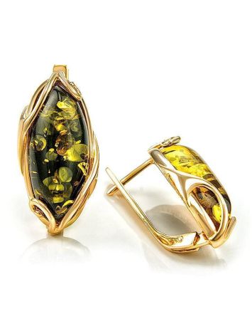 Green Amber Earrings In Gold The Rococo, image , picture 4