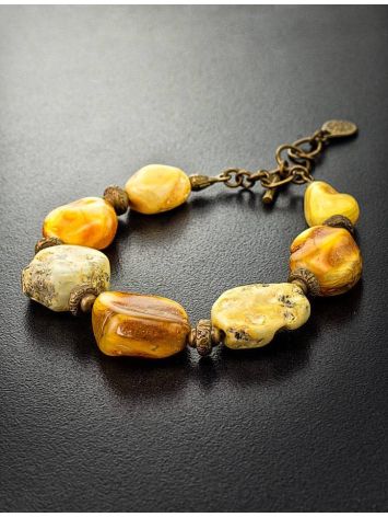 Multicolor Amber Bracelet With Brass Beads The Indonesia, image , picture 2