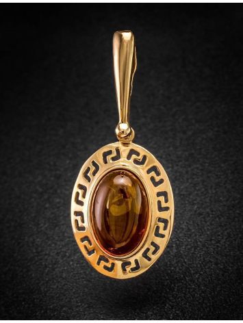 Cognac Amber Pendant In Gold The Ellas, image , picture 2