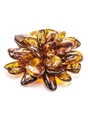Cognac Amber Brooch The Chrysanthemum, image , picture 4
