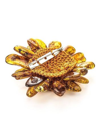 Cognac Amber Brooch The Chrysanthemum, image , picture 5
