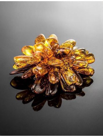 Cognac Amber Brooch The Chrysanthemum, image , picture 2
