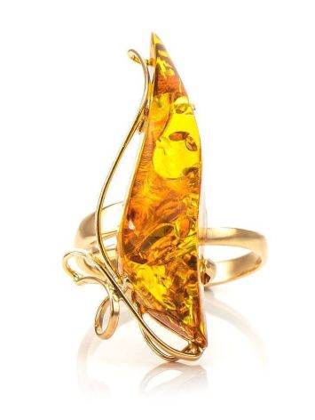 Handmade Golden Ring With Lemon Amber The Rialto, Ring Size: Adjustable, image , picture 3