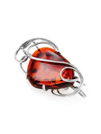 Sterling Silver Brooch With Handcrafted Amber Stone The Rialto, image , picture 3