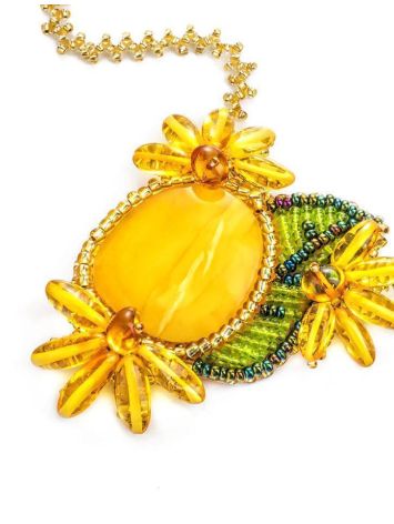 Honey Amber Necklace With Glass Beads The Fable, image , picture 3