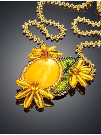 Honey Amber Necklace With Glass Beads The Fable, image , picture 2