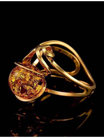 Adjustable Gold-Plated Ring With Lemon Amber The Flamenco, Ring Size: Adjustable, image , picture 4