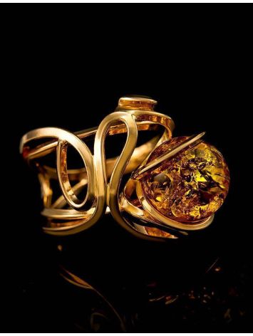 Adjustable Gold-Plated Ring With Lemon Amber The Flamenco, Ring Size: Adjustable, image , picture 6