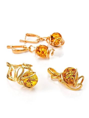 Adjustable Gold-Plated Ring With Lemon Amber The Flamenco, Ring Size: Adjustable, image , picture 8