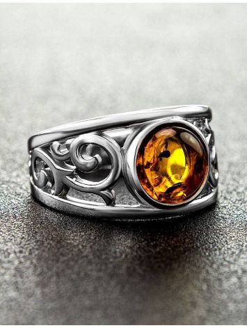 Cognac Amber Ring In Sterling Silver The Scheherazade, Ring Size: 11 / 20.5, image , picture 2