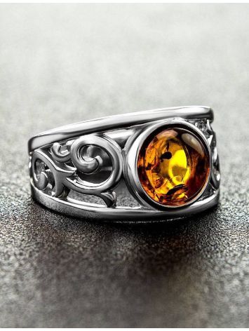 Cognac Amber Ring In Sterling Silver The Scheherazade, Ring Size: 11.5 / 21, image , picture 2