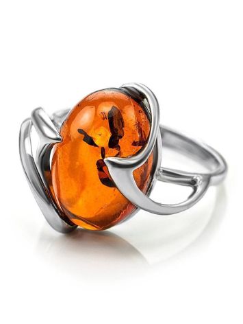 Sterling Silver Ring With Cognac Amber The Palermo, Ring Size: 6 / 16.5, image , picture 4