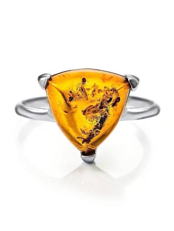 Cute Silver Ring With Cognac Amber The Etude, Ring Size: 12 / 21.5, image , picture 4