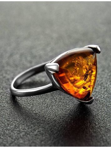 Cute Silver Ring With Cognac Amber The Etude, Ring Size: 12 / 21.5, image , picture 2
