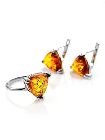 Cute Silver Ring With Cognac Amber The Etude, Ring Size: 13 / 22, image , picture 5