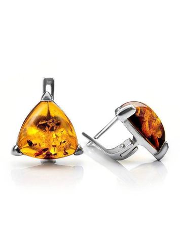 Cognac Amber Earrings In Sterling Silver The Etude, image , picture 3
