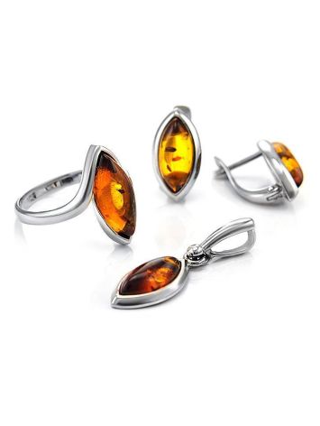 Sterling Silver Ring With Bright Cognac Amber The Amaranth, Ring Size: 6 / 16.5, image , picture 5