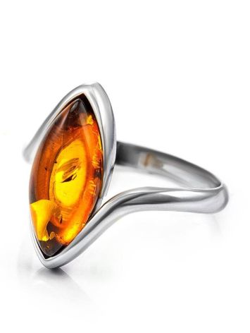 Sterling Silver Ring With Bright Cognac Amber The Amaranth, Ring Size: 5.5 / 16, image , picture 4