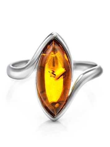 Sterling Silver Ring With Bright Cognac Amber The Amaranth, Ring Size: 5.5 / 16, image , picture 3
