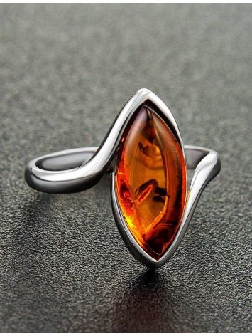 Sterling Silver Ring With Bright Cognac Amber The Amaranth, Ring Size: 5.5 / 16, image , picture 2
