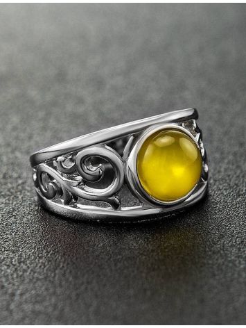 Sterling Silver Ring With Honey Amber The Scheherazade, Ring Size: 5.5 / 16, image , picture 2
