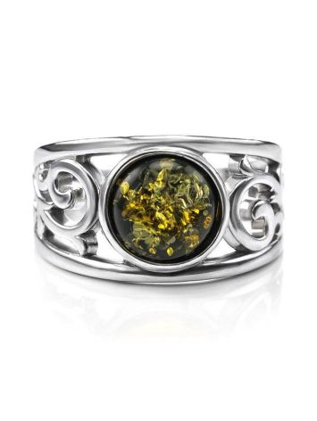 Amazing Silver Ring With Green Amber The Scheherazade, Ring Size: 6 / 16.5, image , picture 3
