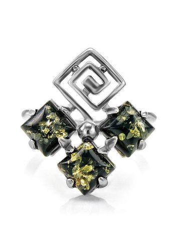 Green Amber Ring In Sterling Silver The Vernissage, Ring Size: 12 / 21.5, image , picture 3